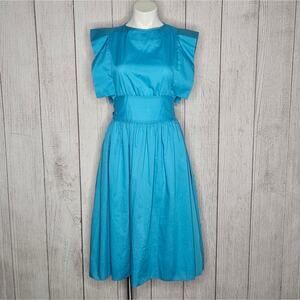 VTG Bright Blue Pinafore Fit & Flare Midi Dress